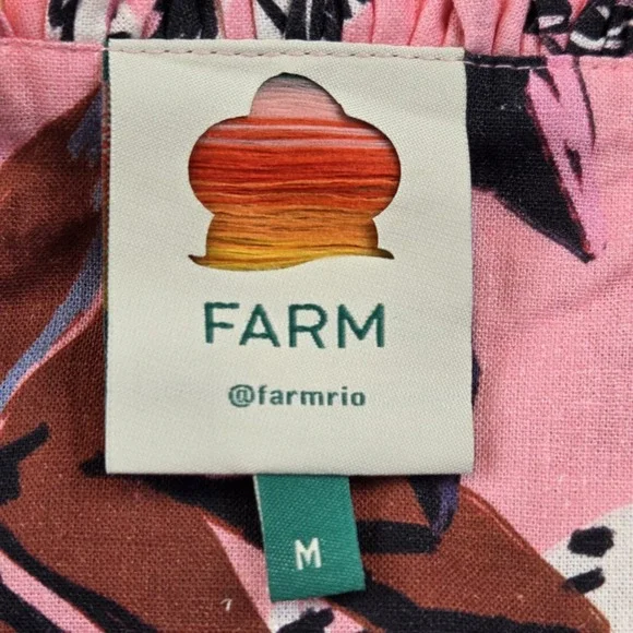 Farm Rio Pink Pineapple Mini Dress Women's Medium Tropical Beach Resortwear - Picture 5 of 10